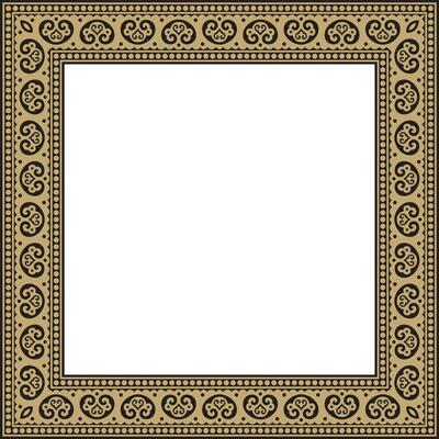 square gold and black ancient Russian ornament. Slavic rectangle, border, frame. Painting of the royal chambers.