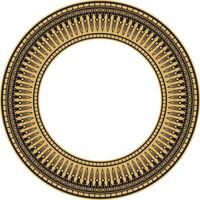golden round ornament of ancient Egypt. Circle Border, frame in pyramids. vector