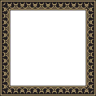 gold and black square classic renaissance ornament. Rectangle, european border, revival style frame