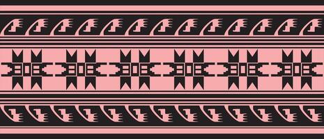 seamless pink and black border ornament. Native American tribes framework. vector