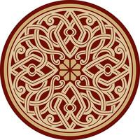 gold and red round ancient Byzantine ornament. Classical circle of the Eastern Roman Empire, Greece. Pattern motifs of Constantinople. vector