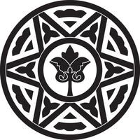 black monochrome round ancientVector black monochrome round ancient Byzantine ornament. Classical circle of the Eastern Roman Empire, Greece. Pattern motifs of Constantinople. vector