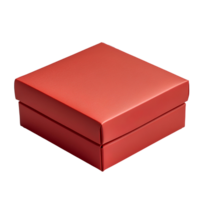 Red box , isolated on transparent background. Simple square-shaped gift box or packaging design in vibrant red color. Perfect for d png