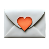 envelope with heart for Valentine's Day . Valentine's Day heart shaped envelope top view . Romantic design featuring a paper heart for Valentine's Day flat lay isolated png