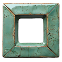 Green frame . green wooden frame with grunge and vintage texture top view . old frame for picture placement flat lay isolated png