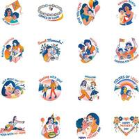 Bundle of Flat Style Happy Mothers Day Stickers vector