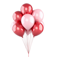 A bunch of red and pink balloons on a transparent background. png