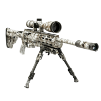 A rifle with a scope and a scope on it transparent background. png