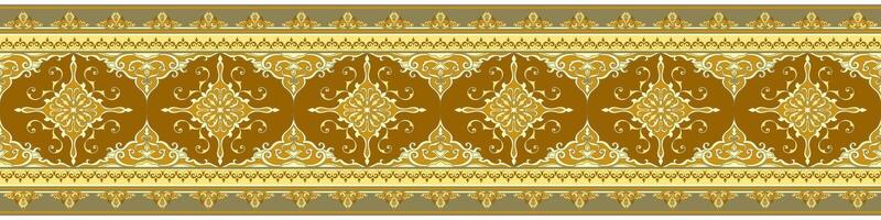 Golden border seamless abstract pattern for carpets and fabrics, wallpapers, ethnic tribal patterns. vector