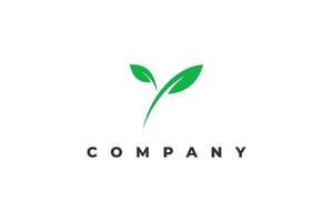 letter y green leaf logo design vector