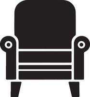 A black and white chair icon on a white background vector