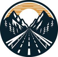 A road with mountains in the background vector