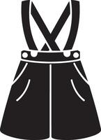 A black and white illustration of a pair of overalls vector