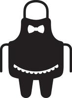A black and white apron with bow tie vector