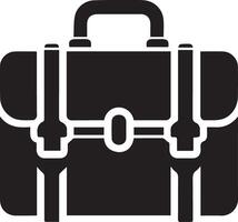 A black and white illustration of a briefcase vector