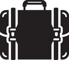 A black and white illustration of a suitcase vector