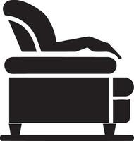 A black and white silhouette of a recliner vector