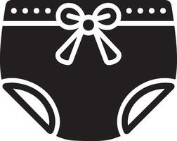 A black and white illustration of a diaper with a bow vector