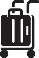A black and white suitcase icon on a white background vector