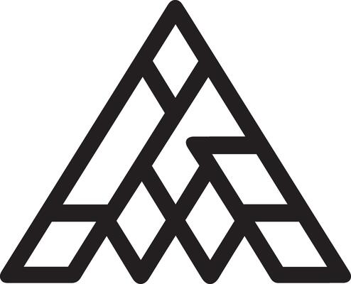 The logo for the company is a triangle with a black and white design