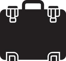 Black suitcase icon on white background vector