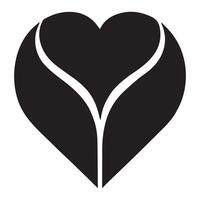 A black and white heart shape with a leaf in the middle vector