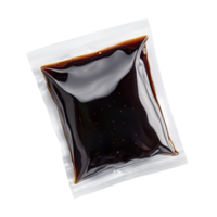 a bag of black sauce on a transparent background. png