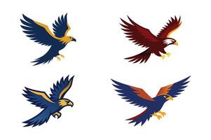 Collection of eagle flying unique design vector