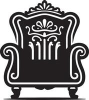 An ornate chair with a crown on it vector