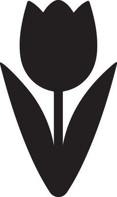 A black and white tulip flower icon