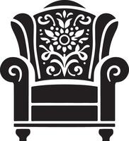 An old chair with floral design on it vector