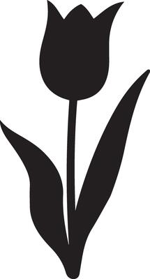 A black and white silhouette of a tulip