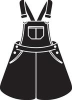 A black and white illustration of a pair of overalls vector