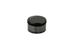 Set of black adjustment rings for an optical sight with numbered markings and an arrow indicator, isolated on a white background photo
