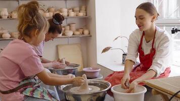 Clay modeling workshop for beginners in a cozy pottery studio video