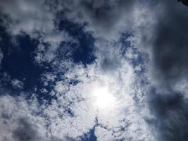 blue sky background with tiny clouds. panorama photo