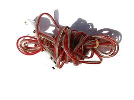 red and white power cables on white photo