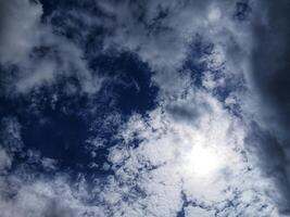 blue sky background with tiny clouds. panorama photo