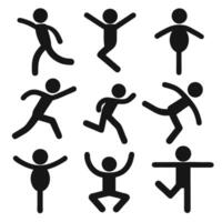 Collection of stick figures with different poses, human icon vector