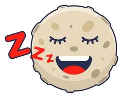 moon character falls asleep. vector