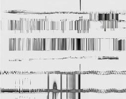 Abstract monochrome artwork showcasing vertical and horizontal distorted lines with a textured grunge effect. photo