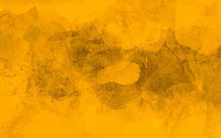 Bright yellow watercolor abstract background with layered textures and artistic splatter effects. photo