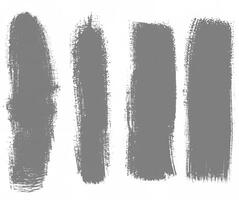 Four rough gray brush strokes isolated on white background, ideal for design elements, textures, and artistic overlays. photo