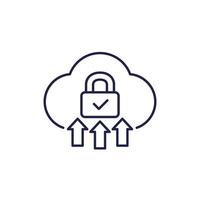 upload to secure cloud line icon vector