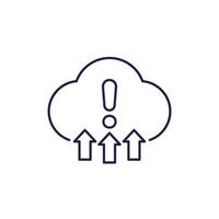warning, upload to cloud error line icon vector
