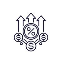 high interest rate line icon vector