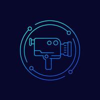 camcorder icon, retro camera linear design vector