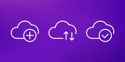 add to cloud, upload line icons for web and apps vector
