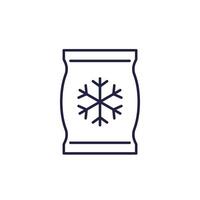 frozen bag icon, ice pack line vector
