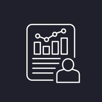 user metrics, data line icon, vector
